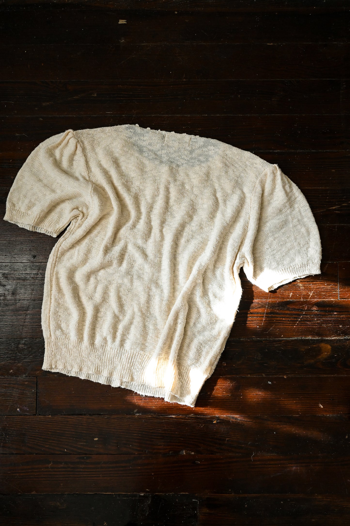 Vintage sweater top, Allison Smith medium acrylic knit cream button up short sleeves floral rosettes romantic granny chic