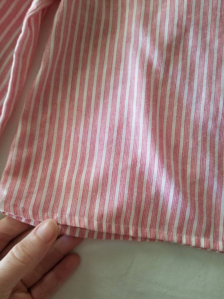 SALE Vintage blouse, Youngland, 4, toddler girl, ruffle neck, long sleeves, red, white, stripes, candy cane, button back, 70s, shirt, top