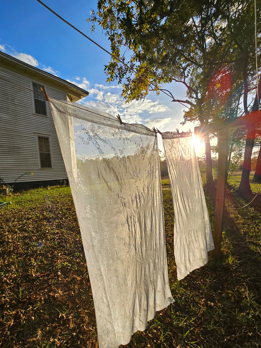 Vintage curtains, white lace set of 2 floral rod pocket 63" cottagecore Victorian country farmhouse shabby granny chic