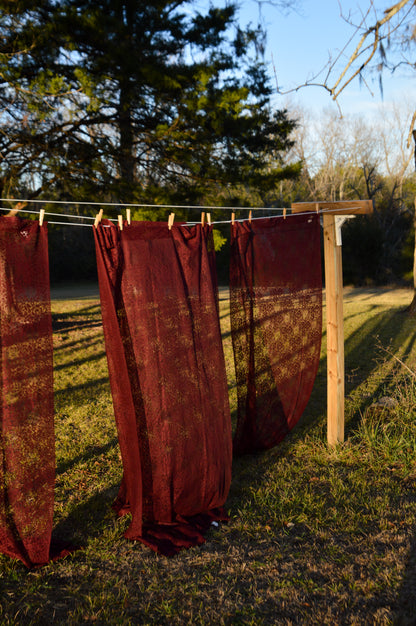 Vintage curtains set of 4 burgundy red floral lace dark moody romantic gothic rod pocket long panels country farmhouse Victorian style