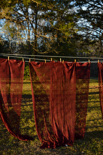 Vintage curtains set of 4 burgundy red floral lace dark moody romantic gothic rod pocket long panels country farmhouse Victorian style