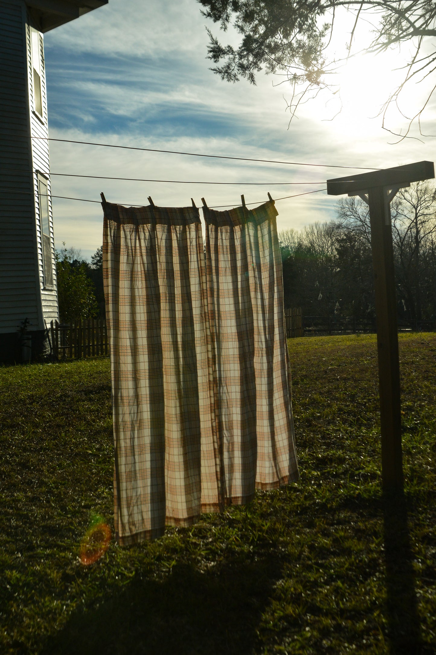 Vintage curtains Sears set of 2 panels 70s pinch pleat plaid orange brown woven white retro mod MCM boho bohemian