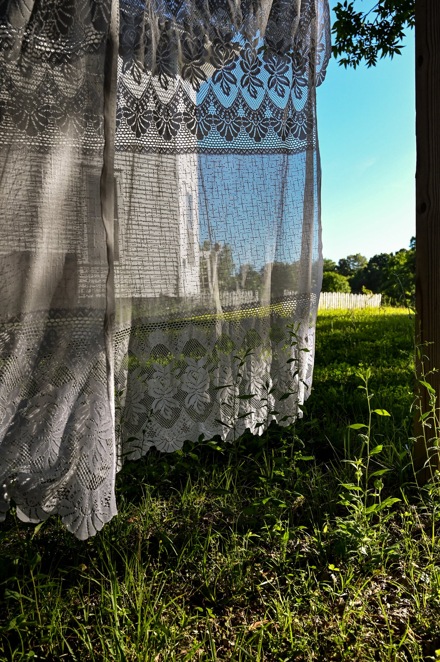 Vintage curtains, lace white floral rose set of 4 panels valance swag tiered scallop edge romantic