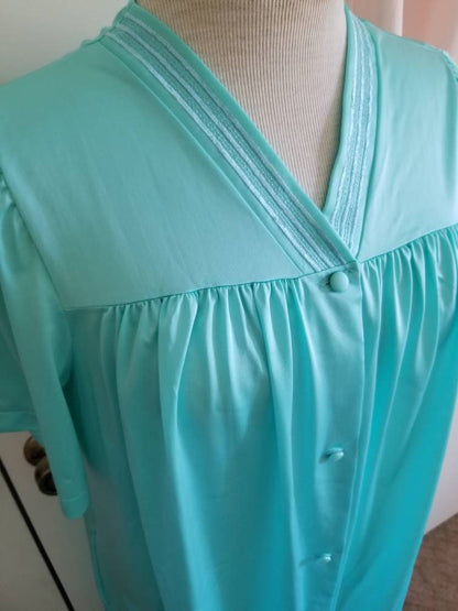 Vintage Shadowline Green Dress Robe Large