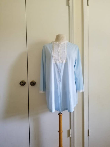 Vintage pajama, Sears size 40 tunic top long sleeves nylon lace granny