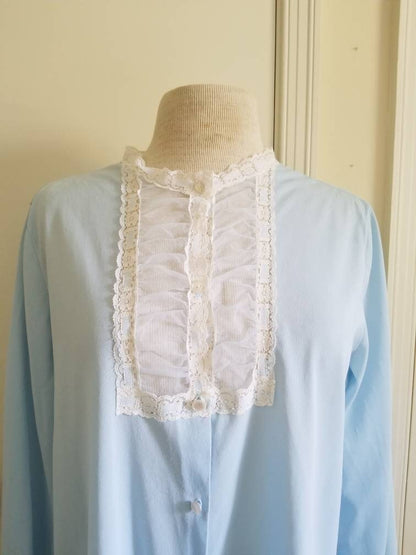 Vintage pajama, Sears size 40 tunic top long sleeves nylon lace granny