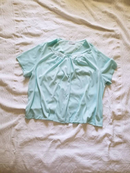 Vintage Teal Vassarette Pajama Pants Set XXXL