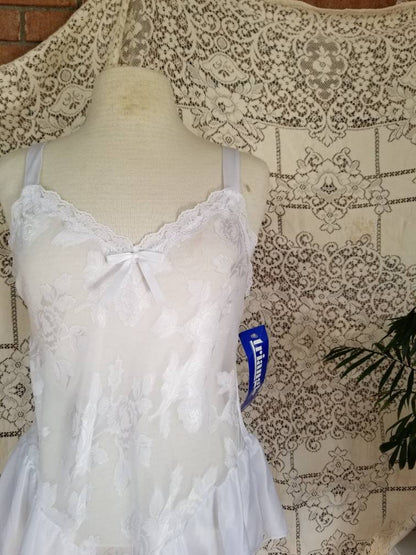 Vintage White Teddy Lingerie / Triangle Lingerie / NOS / Unused Lingerie / Large / Lace Sheer / Sexy / Wedding Night / Honeymoon