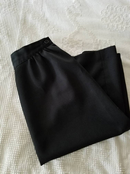 SALE Vintage black skirt, Pant Her, size 9/10, 70s, pockets, button closure, midi, below the knee, workwear, polyester, basic, minimal, 27 waist