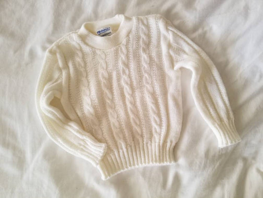 SALE Vintage sweater, Mothercare, white, long sleeve, baby, infant, 3m, 6m, unisex, gender neutral, newborn gift, baby shower, present, knit