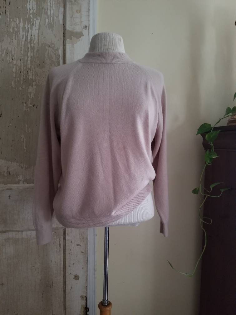 SALE Vintage sweater, Hampshire Studio, medium, 38, long sleeves, tan, beige, brown, soft, turtleneck, acrylic, zipper, lightweight, neutral, 90s