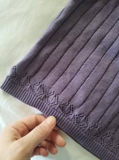 SALE Vintage sweater, Alfred Dunner, small, purple, pullover, shirt, top, short sleeves, leaf pattern, knit, crew neck, acrylic, 80s 90s, baggy