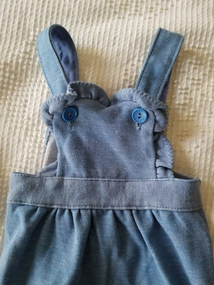 SALE Vintage overalls, Carter's, infant, baby, girl, blue, 18m, ruffle, long pants, crotch snaps, spring, summer, stretchy, 80s 90s, country farm