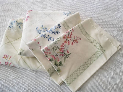 SALE Vintage floral sheets, JCPenney, full, double, set of 4, fitted, flat, pillowcases, shabby chic, granny chic, cottage, wildflowers, trellis