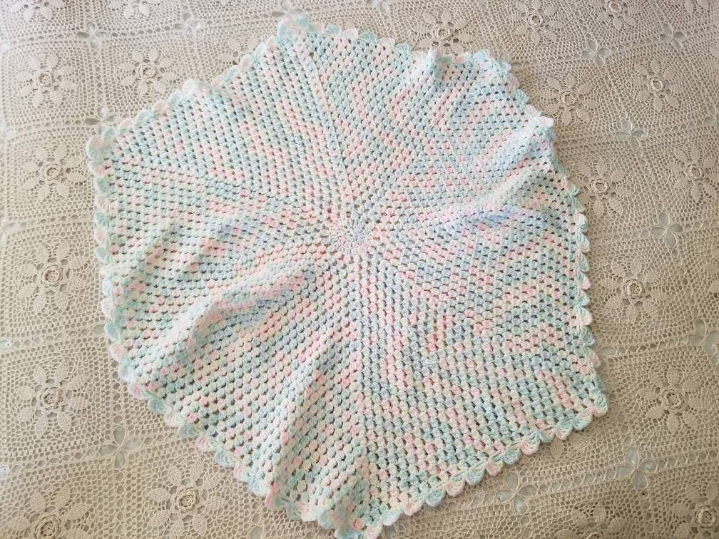 SALE Vintage blanket, baby shower, swaddle, pastel, rainbow, gender neutral, handmade, boy, girl, newborn gift, infant, crib bedding, nursery