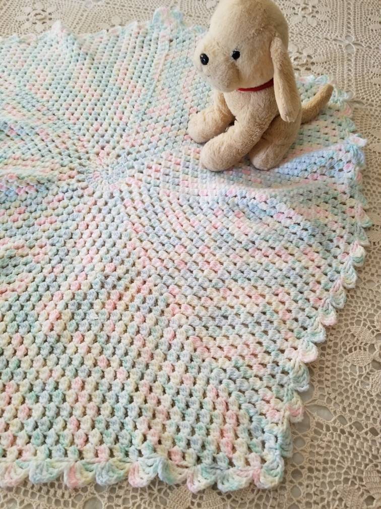 SALE Vintage blanket, baby shower, swaddle, pastel, rainbow, gender neutral, handmade, boy, girl, newborn gift, infant, crib bedding, nursery