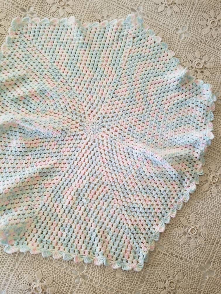 SALE Vintage blanket, baby shower, swaddle, pastel, rainbow, gender neutral, handmade, boy, girl, newborn gift, infant, crib bedding, nursery