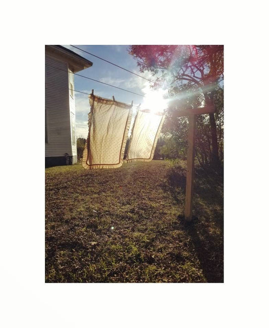 Vintage curtains, set of 2 tan lace half cafe ruffle rod pocket floral cottagecore polyester granny chic shabby chic grandmillennial 70s