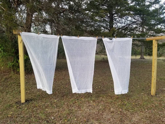 Vintage curtains, white set of 3 lace rod pocket sheer diamond geometric simple cottagecore country farmhouse Victorian shabby granny chic