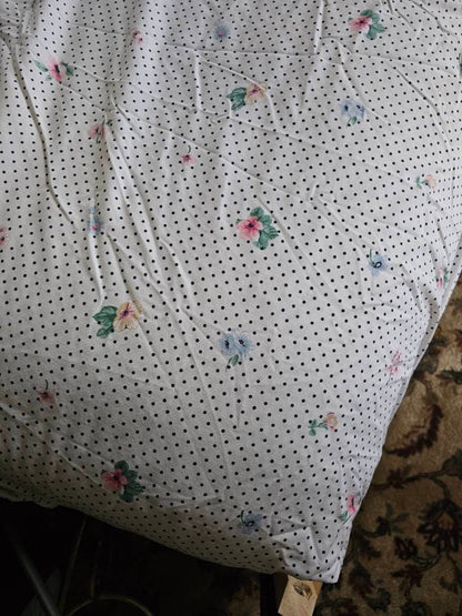 SALE Vintage sheets, JP Stevens set of 4 full double pillowcases flat fitted navy blue floral polka dot granny grandmillennial country farmhouse